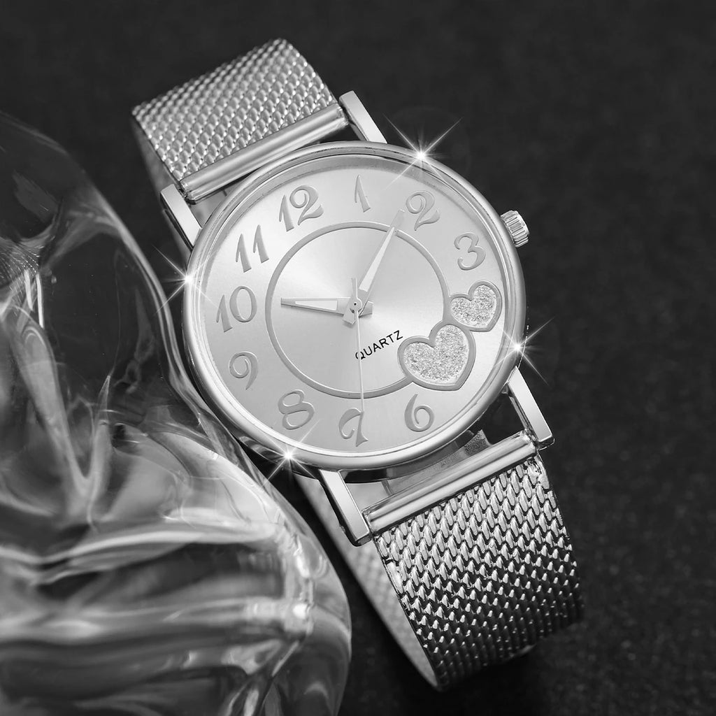 Fashion Heart Dial Women's Quartz Watch Casual Plastic Band Analog Watches Reloj Mujer Girls Clock Gift