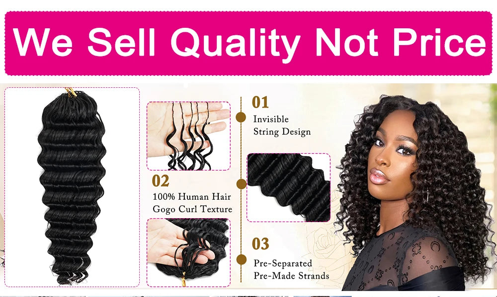Miracle Knots Crochet Human Hair Burmese Curly Crochet Hair Deep Wave Pre-Separated Feather Human Crochet Curly 100% Human Hair