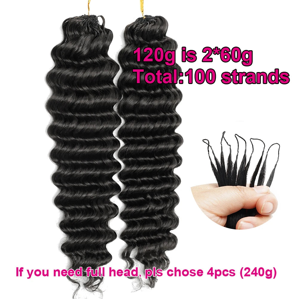 Miracle Knots Crochet Human Hair Burmese Curly Crochet Hair Deep Wave Pre-Separated Feather Human Crochet Curly 100% Human Hair