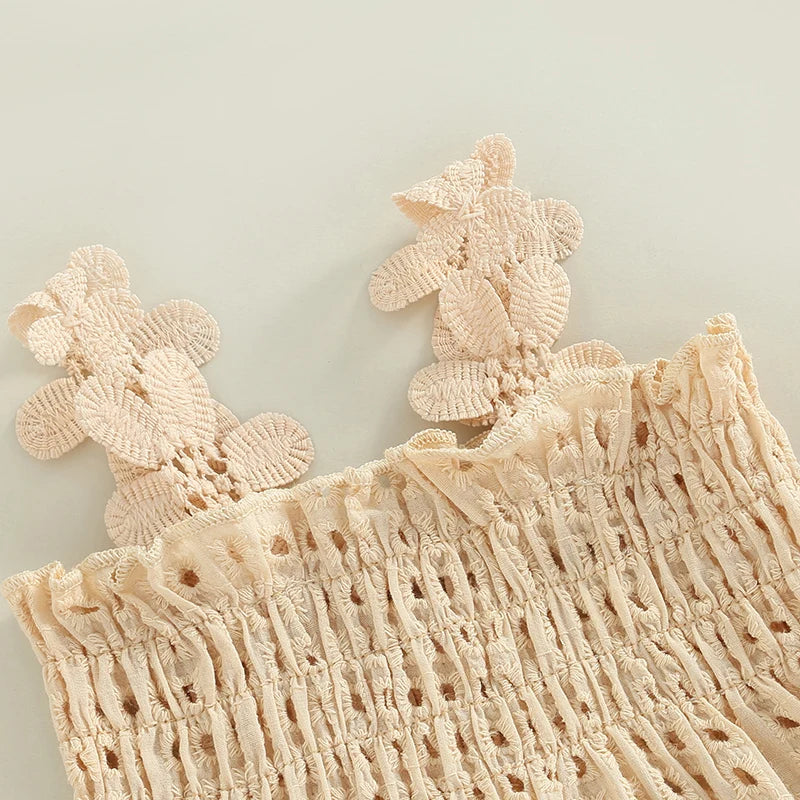 2022-05-17 Lioraitiin 0-18M Toddler Baby Girls Summer Outfit Solid Cutout Pleated Tank Tops and Stretch Casual Ruffle Shorts