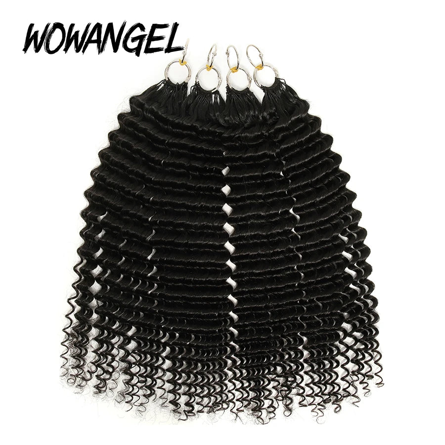 Deep Wave Crochet Human Hair For Braiding Curly Invisible Knot Pre Separated Knotless Crochet Human Hair Extensions With String
