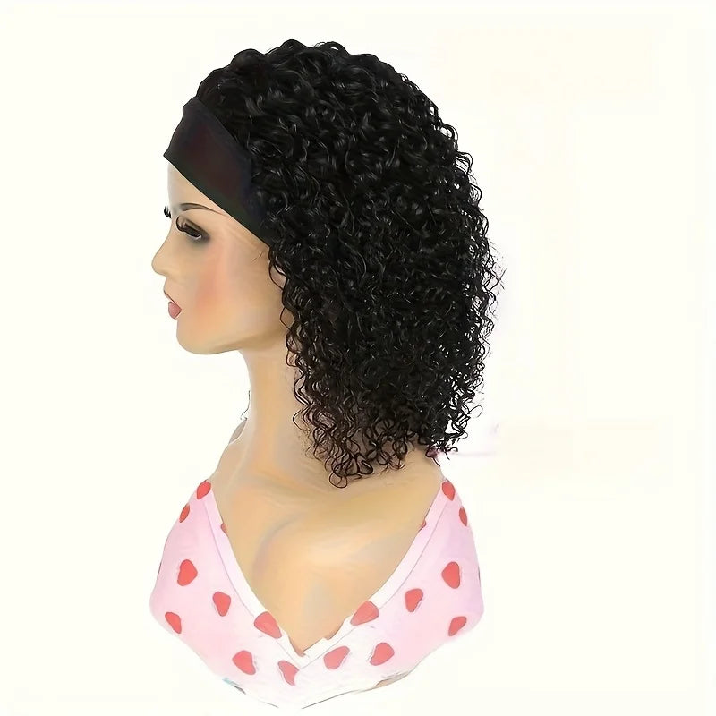 200% Density Headband Wigs Human Hair Wigs Natural Black Deep Curly Reday To Wear Kinky Curly Headband Wig Body Wave Human Hair