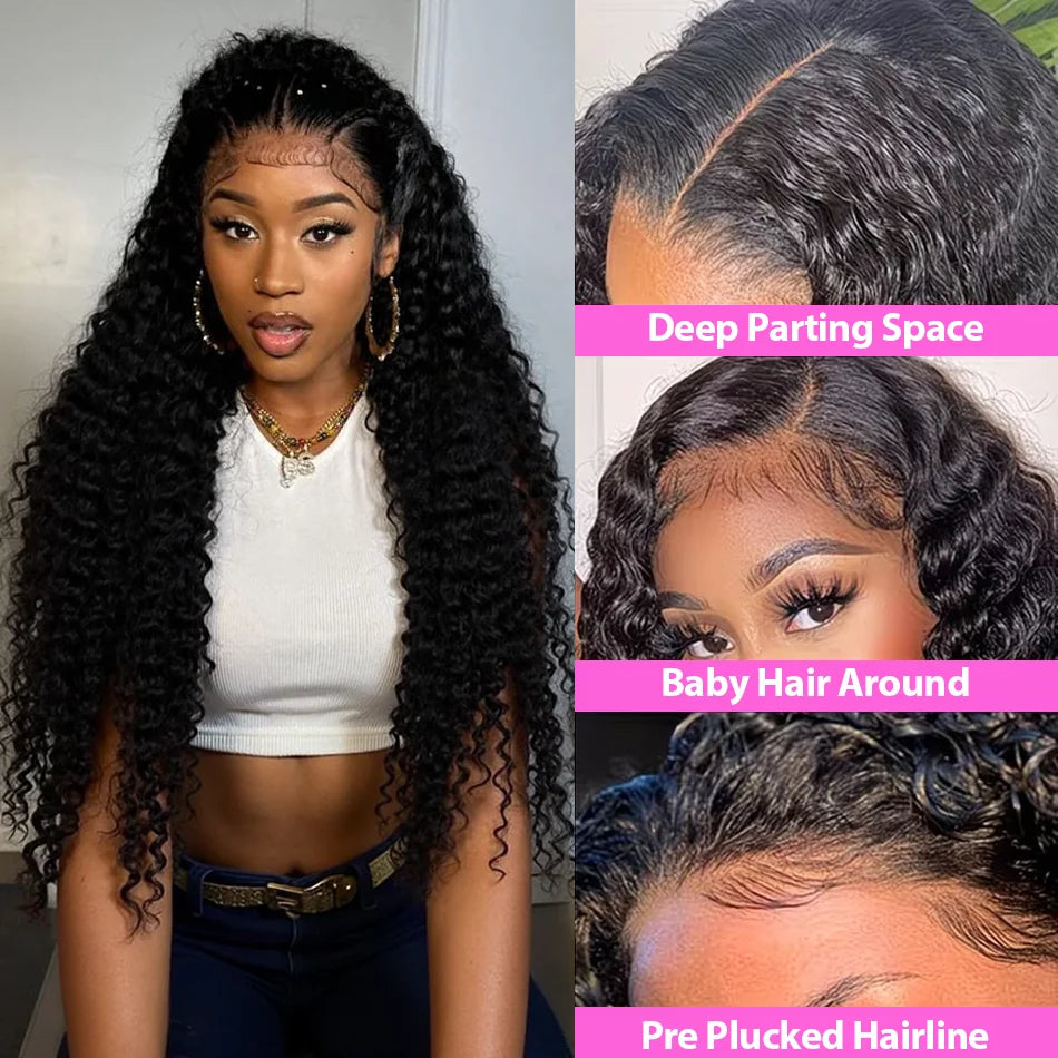40 Inch Deep Wave 13x6 13x4 Lace Front Human Hair Wigs 250% Remy Curl 5x5 Glueless Ready To Wear Closure Burmese Remy