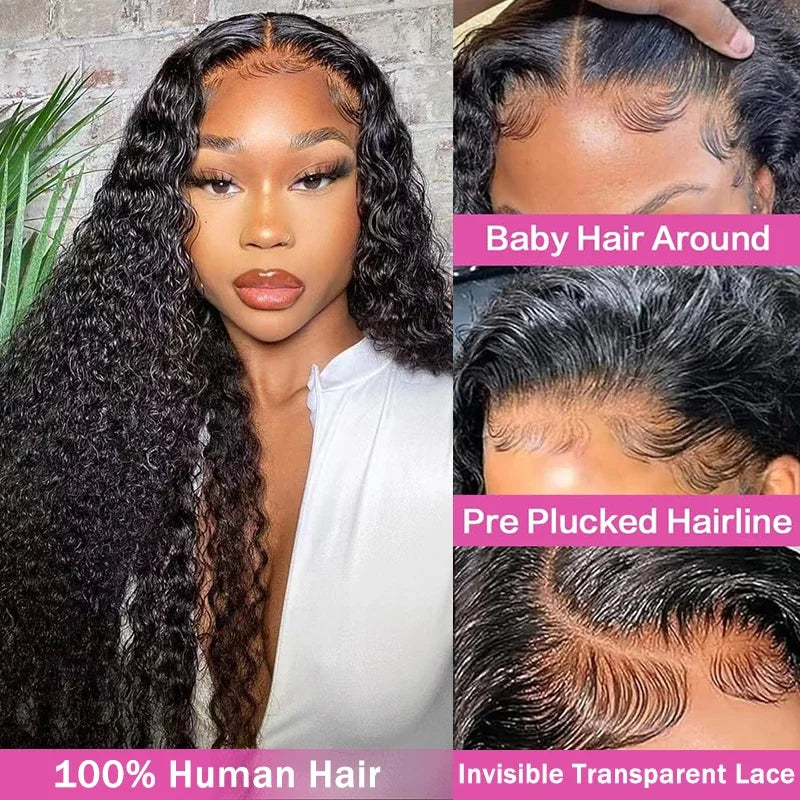 Deep Wave Frontal Wig 13x6 Hd Lace Loose Wave Wigs Brazilian Hair Natural Hairline Pre Plucked 40 Inch Lace Front Human Hair Wig