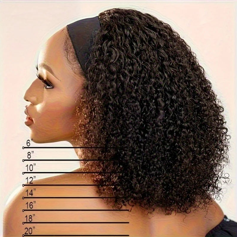 200% Density Headband Wigs Human Hair Wigs Natural Black Deep Curly Reday To Wear Kinky Curly Headband Wig Body Wave Human Hair