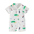 2024-11-25 Lioraitiin Baby Boy Girl Golf Romper Half Button-up Lapel Neck Short Sleeve Jumpsuit Summer Clothes
