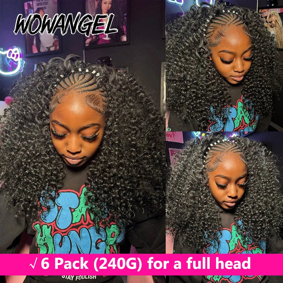 Deep Wave Crochet Human Hair For Braiding Curly Invisible Knot Pre Separated Knotless Crochet Human Hair Extensions With String